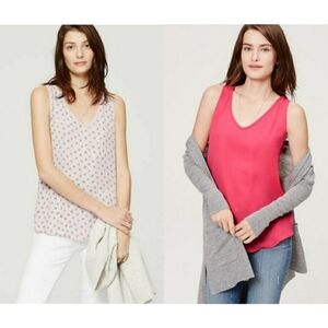 Ann Taylor LOFT Mixed Media Tank Tops, XS, Beige & Pink